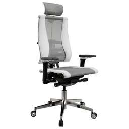 МЕТТА Кресло руководителя Yoga 4DF B2-14D - YM93+Infinity, экокожа/сетка, до 150кг, синхромеханизм, регулируемые 5D подлокотники, белый/серый