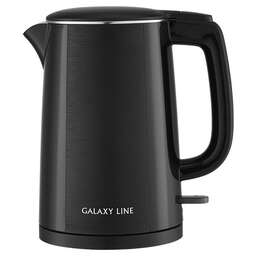 GALAXY LINE Чайник электрический GL 0373, черный, пластик, двойная стенка из нержав. стали AISI 304 и пищев. пластика, 2200 Вт, 1,5 л, съемный нейлоновый фильтр, индикатор работы, автоотключение