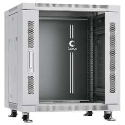 CABEUS Шкаф коммутационный SH-05C-12U60/60 напольный, стеклянная передняя дверь, 12U, 600x730x600 мм