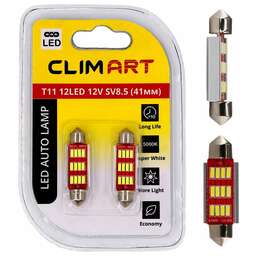 Clim Art Лампа светодиодная Clim Art T11 12LED 12V (C5W/41mm)/к-т 2 шт CLA00508