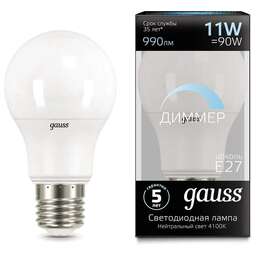 GAUSS Лампа LED E27, груша, 11Вт, 102502211-D, одна шт