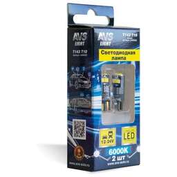 AVS T143 T10/белый/ (W2.1x9.5d) CANBUS 6SMD 3030 12-24V 3W коробка 2 шт