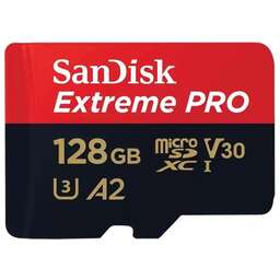 SANDISK Карта памяти microSDXC UHS-I U3 Extreme Pro 128 ГБ, 200 МБ/с, Class 10, SDSQXCD-128G-GN6MA, 1 шт., переходник SD