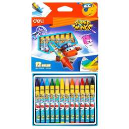 DELI Восковые мелки EC21000 Super Wings 12цв. картон.кор./европод
