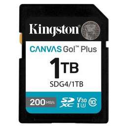 KINGSTON Карта памяти SDXC UHS-I U3 Canvas Go Plus 1024 ГБ, 200 МБ/с, Class 10, SDG4/1TB, 1 шт., без адаптера