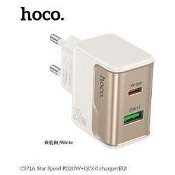 HOCO (6942007653671) CS71A 1USB+1Type-C 3.0A PD20W+QC3.0 White