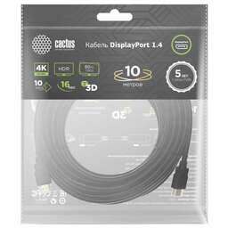 CACTUS Кабель аудио-видео CS-DP-DP-1.4-10 DisplayPort (m)/DisplayPort (m) 10м. позолоч.конт. черный