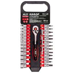 AVS TOOLS Набор головок торцевых с аксессуарами 1/4"DR (4-14 мм) (28 предметов) AVS NG14-28P