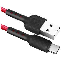 DEFENDER (87113RED) USB кабель F181 TypeC 1м,2.4А, нейлон