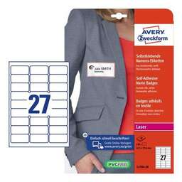 AVERY ZWECKFORM Этикетки L4784-20, для лазерной печати, 20л, 120г/м2, белый, 63.5мм х 29.6мм, 27шт, фактура ацетатный шелк