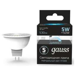 GAUSS Лампа LED GU5.3, спот, 5Вт, MR16, одна шт. [101505205-d]