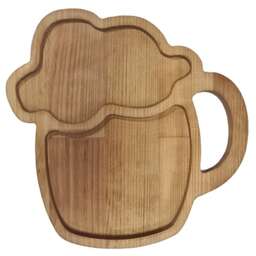 РОССИЯ 370711m Менажница "Пивная кружка №2, 1 секция" 25х25,5х1,8 см, массив берёзы, покрыта маслом