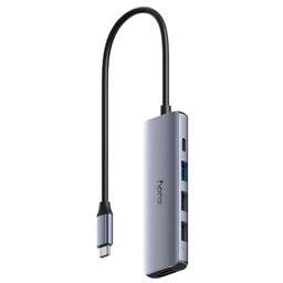 CUDY Разветвитель USB-C UH405 3порт. серебристый