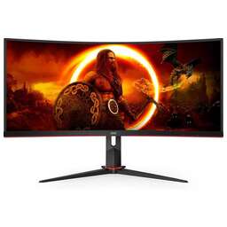 AOC 34" Монитор Gaming CU34G2XP/BK, 3440x1440, VA, 180Гц, 2хHDMI, изогнутый, черный/красный [cu34g2xp/bk/01]