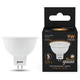GAUSS Лампа светодиодная 101505109 9Вт цок.:GU5.3 рефлек. 150B св.свеч.бел.теп. MR16 (упак.:1шт)
