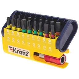 KRANZ (KR-92-0465) Набор бит с магнитным держателем, пластиковый кейс, 19 шт