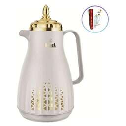 RASHEL Термос-чайник со стеклянной колбой 1000 мл, цвет: белый/золото