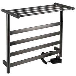 KRAFTTE - Полотенцесушитель электрический, 510 х 575 х 220 мм, лесенка на 4 перекладины с полкой, 75 Вт, из нержавеющей стали, сенсорное управление с таймером до 24 часов, цвет ГРАФИТ. 44020