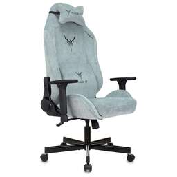 KNIGHT Кресло игровое N1 Fabric серо-голубой Light-28 с подголов. крестов. металл