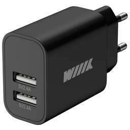 WIIIX Сетевое зар./устр. UNN-1-2-04-B 2.4A 2xUSB универсальное черный