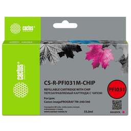 CACTUS Картридж перезаправляемый струйный CS-R-PFI031M-CHIP пурпурный (55мл) для Canon imagePrograf TM-240/340 с чипом