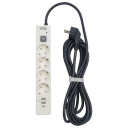 POWERCOM Сетевой фильтр SP-01 USB2A1CW 3,0М 3.0м (4 розетки) белый/серый (коробка)