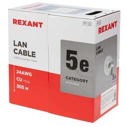 REXANT Кабель информационный 01-0059 кат.5E UTP 4 пары 24AWG нг(А)-HF внутренний 305м серый