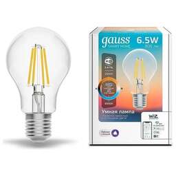 GAUSS Умная лампа Smart Home E27 белая 6.5Вт 806lm Wi-Fi (1шт) [1220112]