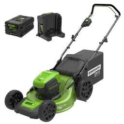 GREENWORKS Газонокосилка аккумуляторная GD60LM46HPK4, 46см, несамоходная, 4Ач, с 1 АКБ, с ЗУ [2502807ub]