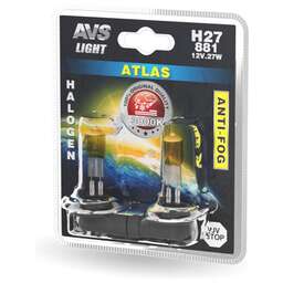 AVS Галогенная лампа /ATLAS ANTI-FOG/желтый H27/881.12V.27W.блистер 2шт