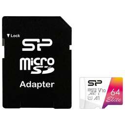 SILICON POWER Флеш карта microSDXC 64GB SP064GBSTXBV1V20SP Elite + adapter