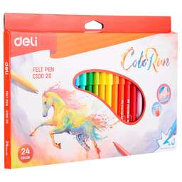 DELI Фломастеры EC10020 ColoRun Вентилируемый 24цв. коробка с европодвесом