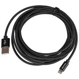 NONAME Кабель Lightning (m) - USB (m), 3м, в оплетке, 2.4A, черный