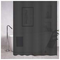 САНАКС 06-13 Штора для ванной комнаты, ЧЕРНАЯ матовая, рельефная, с кольцами, 180 х180 см, PEVA