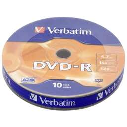 VERBATIM Оптический диск DVD-R 4.7Гб 16x, 10шт., bulk [43729]