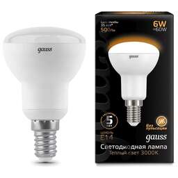 GAUSS Упаковка ламп LED E14, рефлектор, 6Вт, R50, 10 шт. [106001106]