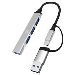 DIGMA Хаб (разветвитель) DHUB-4USB-AC-2.0, серебристый