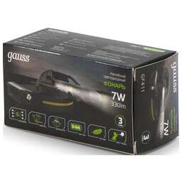 GAUSS Фонарь налобный GFL411 черный 7Вт лам.:светодиод. встроенный аккумулятор (GF411)