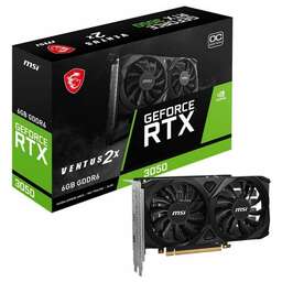 MSI Видеокарта NVIDIA GeForce RTX 3050 RTX 3050 VENTUS 2X 6G OC 6ГБ Ventus 2X, GDDR6, OC, Ret