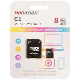 HIKVISION Карта памяти microSDHC UHS-I U1 C1 8 ГБ, 92 МБ/с, Class 10, HS-TF-C1(STD)/8G/ZAZ01X00/OD, 1 шт., без адаптера