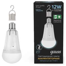 GAUSS Лампа LED E27, груша, 12Вт, 102002212, одна шт
