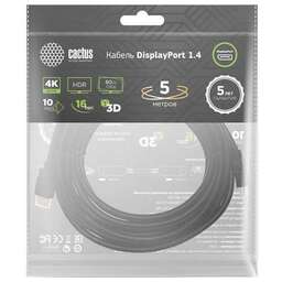 CACTUS Кабель аудио-видео CS-DP-DP-1.4-5, DisplayPort (m) - DisplayPort (m), ver 1.4, 5м, GOLD, черный