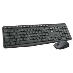 LOGITECH Комплект (клавиатура+мышь) MK235, USB, беспроводной, с гравировкой, серый [920-007949]