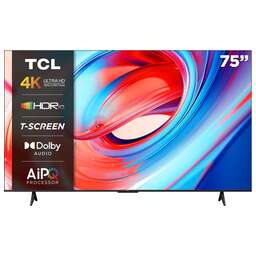 TCL 75" Телевизор 75V6B, 4K Ultra HD, черный, СМАРТ ТВ, Google TV