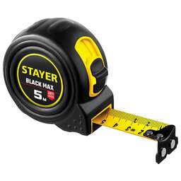 STAYER BlackMax, 5 м х 25 мм, рулетка с двумя фиксаторами, Professional (3410-05-25)