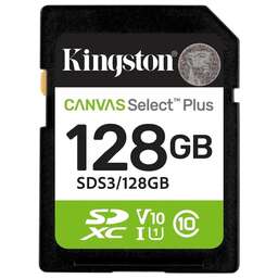 KINGSTON Карта памяти SDXC UHS-I U1 Canvas Select Plus 128 ГБ, 150 МБ/с, Class 10, SDS3/128GB, 1 шт., без адаптера
