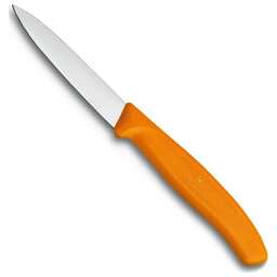 VICTORINOX Нож кухонный Swiss Classic, для чистки овощей и фруктов, 80мм, заточка прямая, стальной, оранжевый [6.7606.l119]