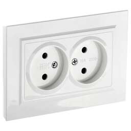 IEK Розетка силов. Brite РС12-2-БрБ BR-R20-10-K01-F 2розет. двойн. скрыт. IP20 белый (упак.:1шт)