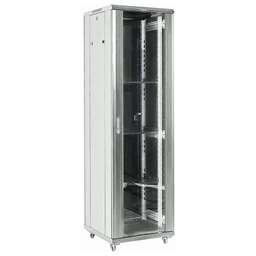 REXANT Шкаф серверный (04-4268-211) напольный 42U 600x800мм пер.дв.стекл металл 2 бок.пан. направл.под винты 800кг серый 92кг 230град. 2054мм IP20 сталь