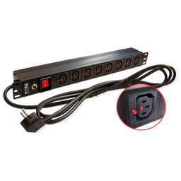 LANMASTER Блок распределения питания TWT-PDU-10A8C3L-3.0 гор.размещ. 8xC13 базовые 10A Schuko 3м